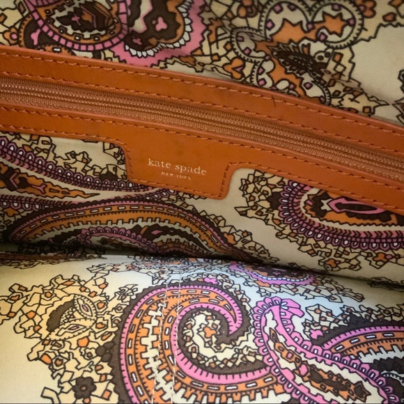 KATE SPADE Vintage Brown Wool Orange Leather Tote - Picture 6 of 6